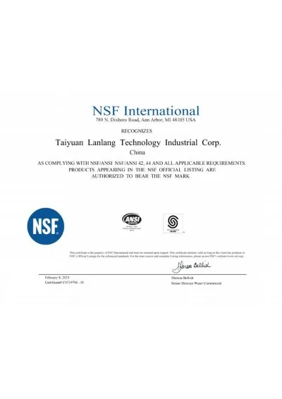 NSF Certificate International NSF 4442